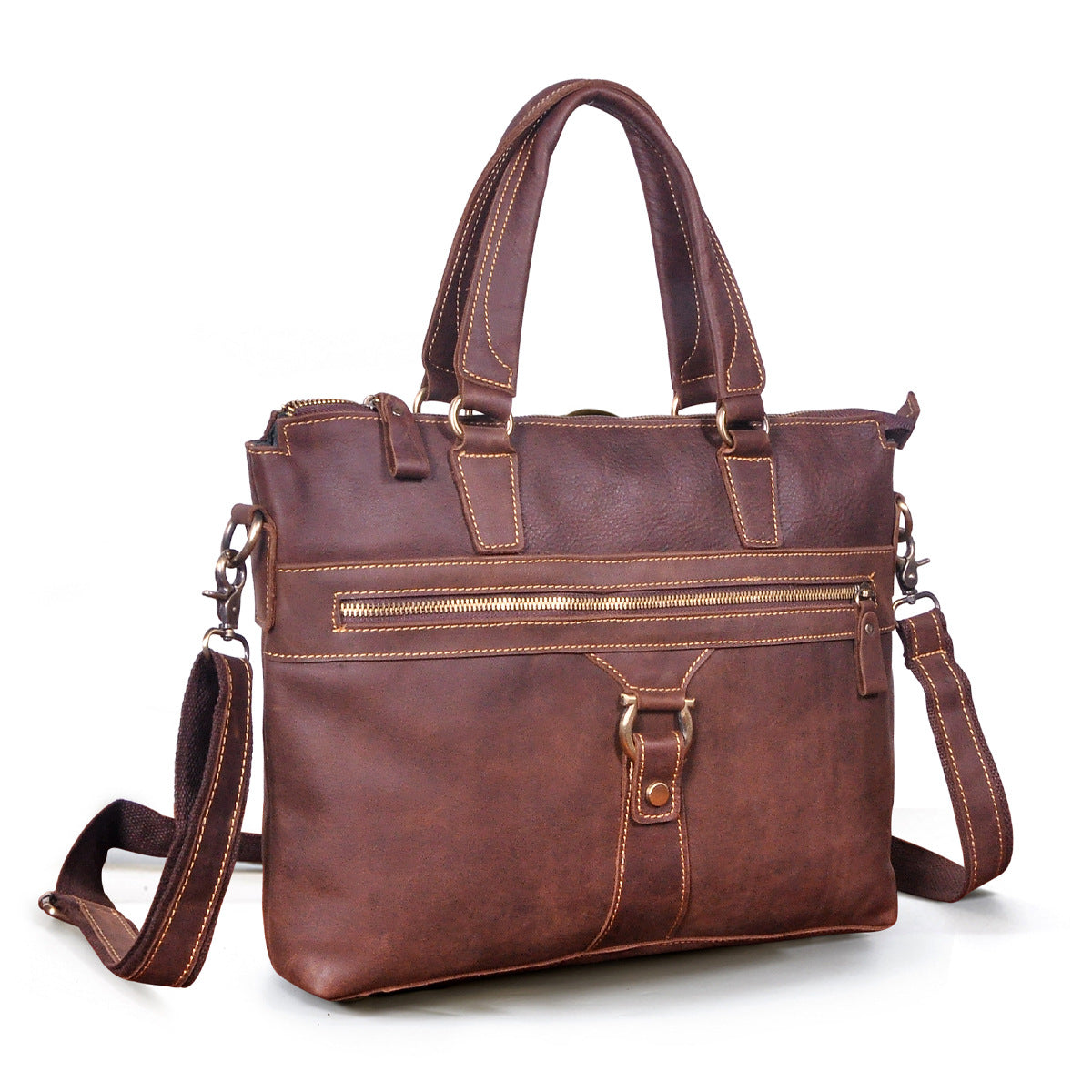 Men's Briefcase Crossbody Bag Cowhide Genuine Leather Retro Men's Shoulder Bag Handbag 