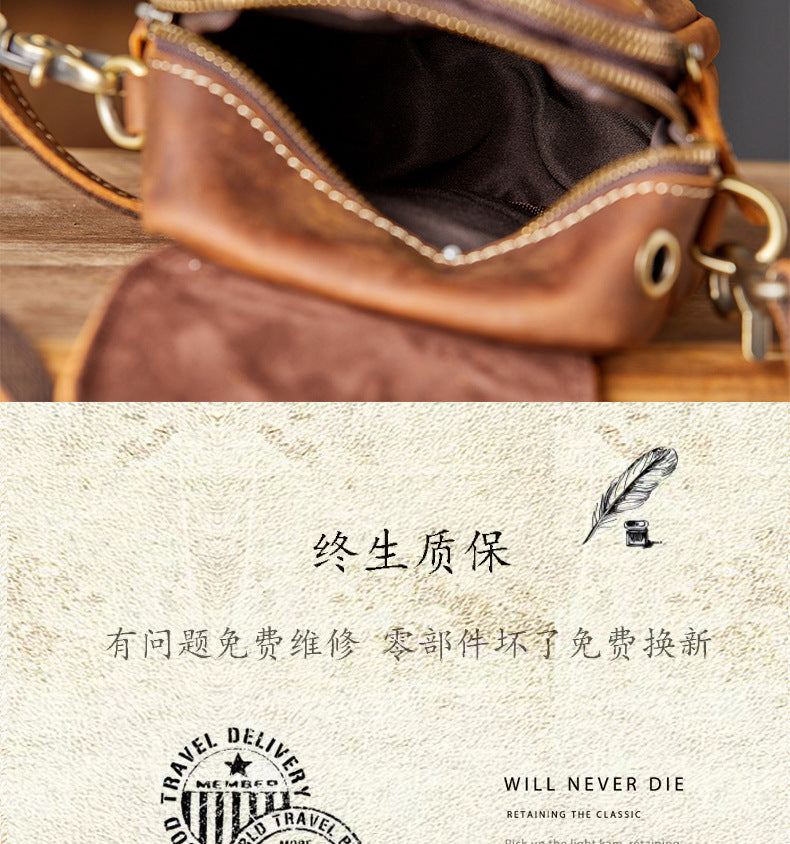 Men's Shoulder Bag Original Handmade Genuine Cowhide Leather Casual Men's Crossbody Bag Smartphone Pouch