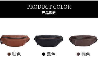 Men's Bust Bag Genuine Cowhide Leather Retro Casual Fashion Shoulder Bag Crossbody Bag for Men 
