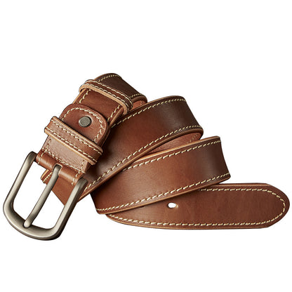 Men's Belt Handmade Genuine Cowhide Leather Needle Buckle Casual Vintage Simple Men's Belt 