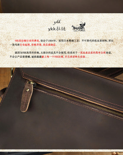 Men's Handbag Briefcase Handmade Cowhide Genuine Leather Retro Simple Messenger Bag Business Casual Men's Shoulder Bag Crossbody Bag 