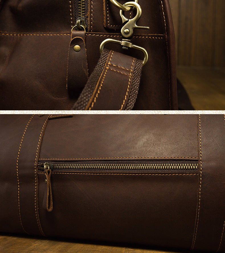 Men's travel bag Genuine cowhide leather large capacity handbag Men's crossbody shoulder bag Luggage bag 