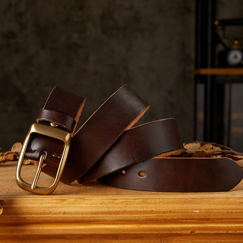 Men's Belt Handmade Genuine Cowhide Leather Needle Buckle Casual Vintage Unique Men's Belt 