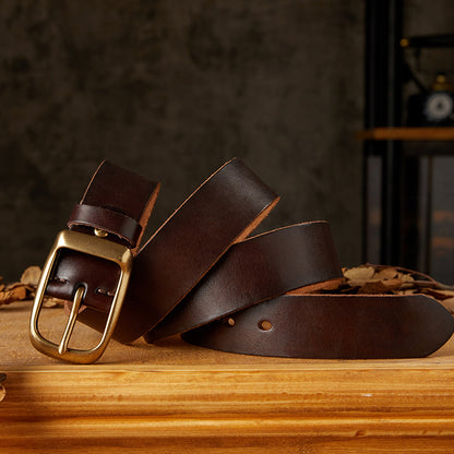 Men's Belt Handmade Genuine Cowhide Leather Needle Buckle Casual Vintage Unique Men's Belt 