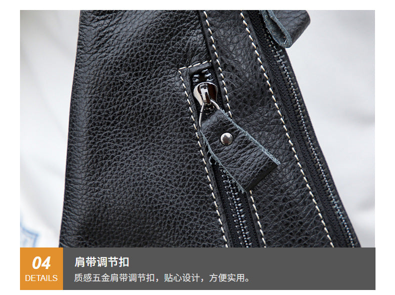 Men's Bust Bag Genuine Cowhide Leather Fashion Casual Retro Multifunctional Crossbody Bag for Men 