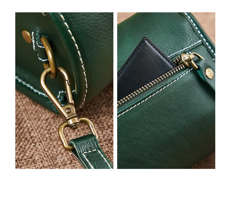 Women's bag retro genuine leather bag cowhide small bag simple temperament shoulder bag.Pochette