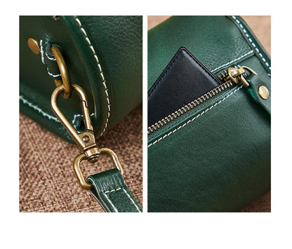 Women's bag retro genuine leather bag cowhide small bag simple temperament shoulder bag.Pochette