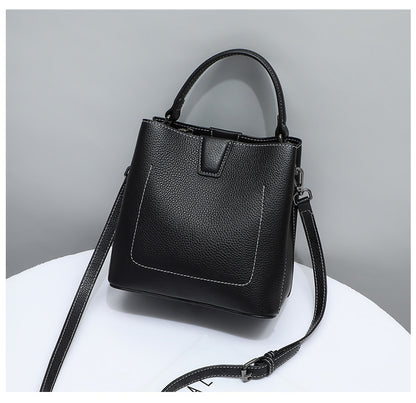 Genuine leather fashion bucket bag handbag simple crossbody bag broadband trend shoulder bag.Pochette