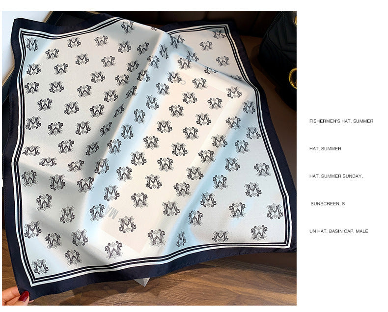 Silk Scarf Fashionable Women's Elegant Scarf Letter Maternity Print Pattern Silk Neckerchief