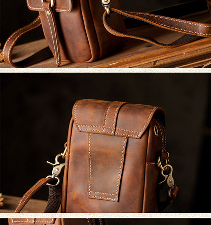 Men's Shoulder Bag Original Handmade Genuine Cowhide Leather Casual Men's Crossbody Bag Smartphone Pouch