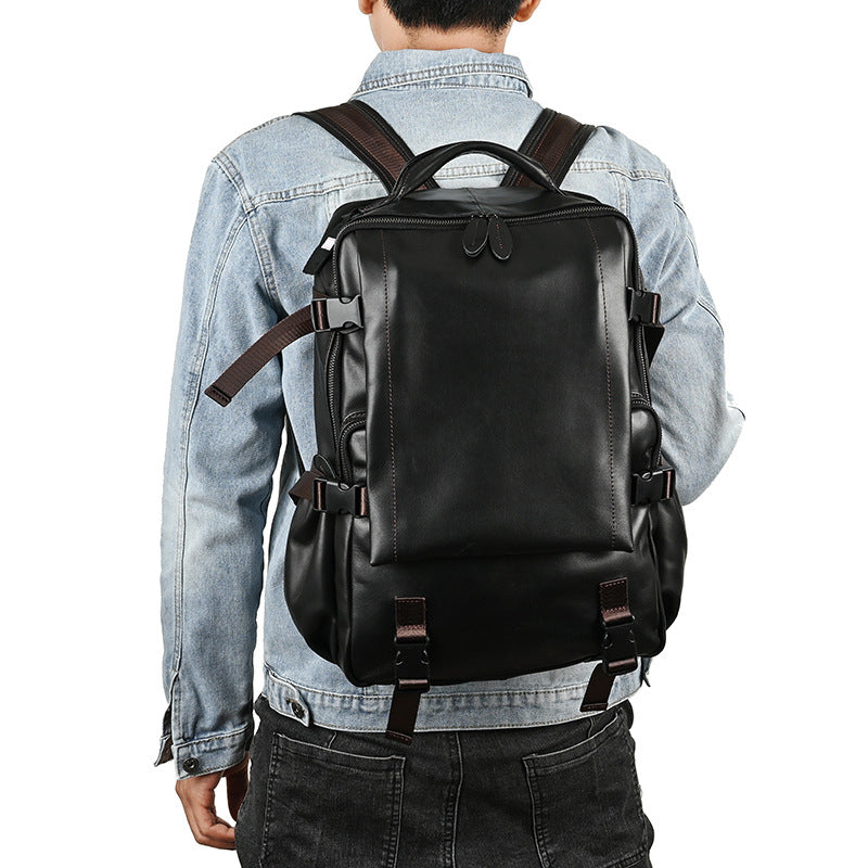Men's backpack cowhide genuine leather retro casual business travel bag for men computer bag 