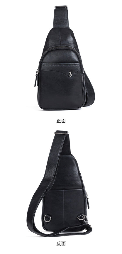 Men's bust bag genuine cowhide leather retro casual crossbody bag for men 