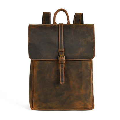 Men's backpack cowhide genuine leather retro casual computer bag for men 