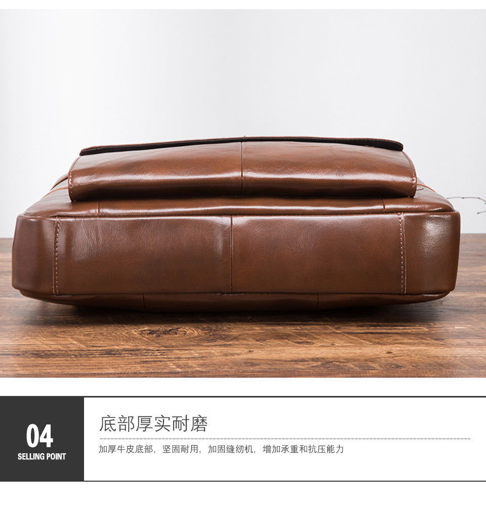 Men's Handbag Briefcase Cowhide Genuine Leather Retro Business Computer Bag for Men 