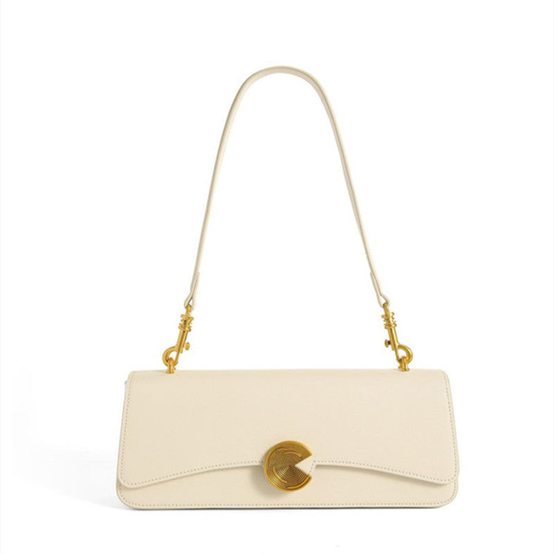 Genuine Leather Women's Shoulder Bag Cowhide Armpit Bag Crossbody Bag Clutch Bag Commuting OL High Quality Shoulder Bag.Pochette