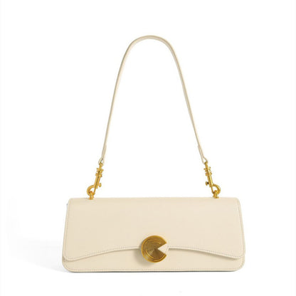 Genuine Leather Women's Shoulder Bag Cowhide Armpit Bag Crossbody Bag Clutch Bag Commuting OL High Quality Shoulder Bag.Pochette