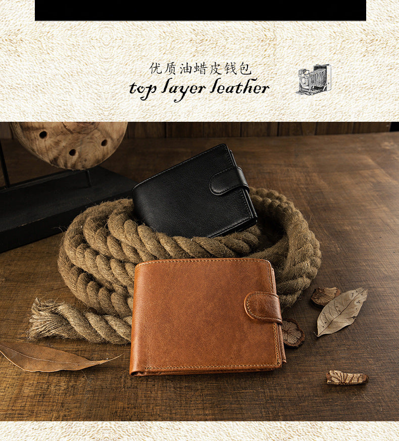 Men's Short Wallet Original Korean Fashion Bifold Soft Leather Multifunctional Driving License Men's Wallet 