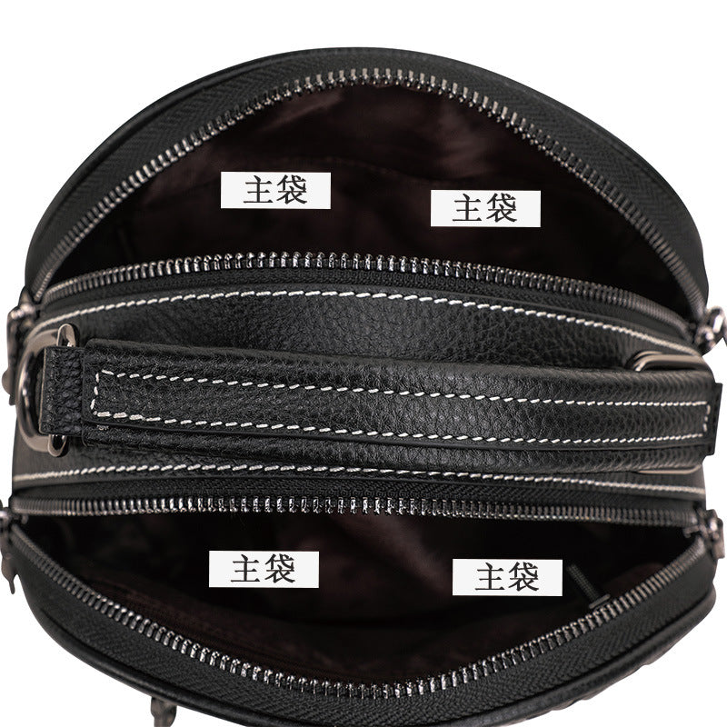 Women's bag Cowhide knitted pattern handbag Casual shoulder bag Fashion Shoulder bag that goes with anything. Pochette