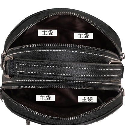 Women's bag Cowhide knitted pattern handbag Casual shoulder bag Fashion Shoulder bag that goes with anything. Pochette
