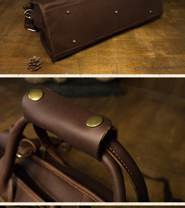 Men's travel bag Genuine cowhide leather large capacity handbag Men's crossbody shoulder bag Luggage bag 