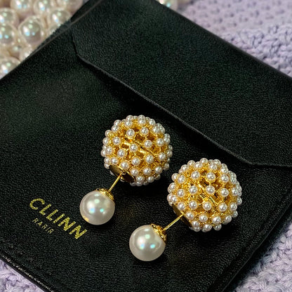 D double-sided small pearl earrings women luxury retro temperament earrings luxury earrings 