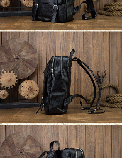 Men's backpack, original handmade cowhide genuine leather, simple casual computer bag, large capacity, travel bag 