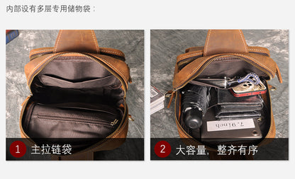 Men's bust bag Genuine cowhide leather outdoor multipurpose crossbody bag for men 