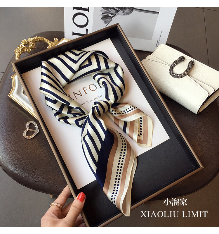 Silk Scarf Fashion Striped Print Pattern Scarf Neckerchief