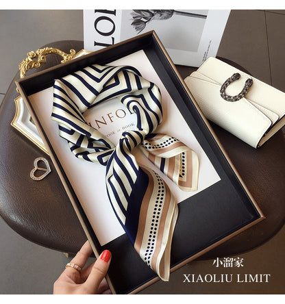 Silk Scarf Fashion Striped Print Pattern Scarf Neckerchief