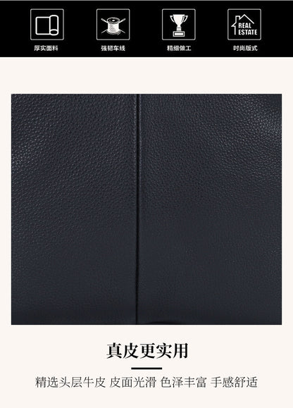 Men's Shoulder Bag Cowhide Soft Leather Casual Business Large Capacity Crossbody Bag for Men 