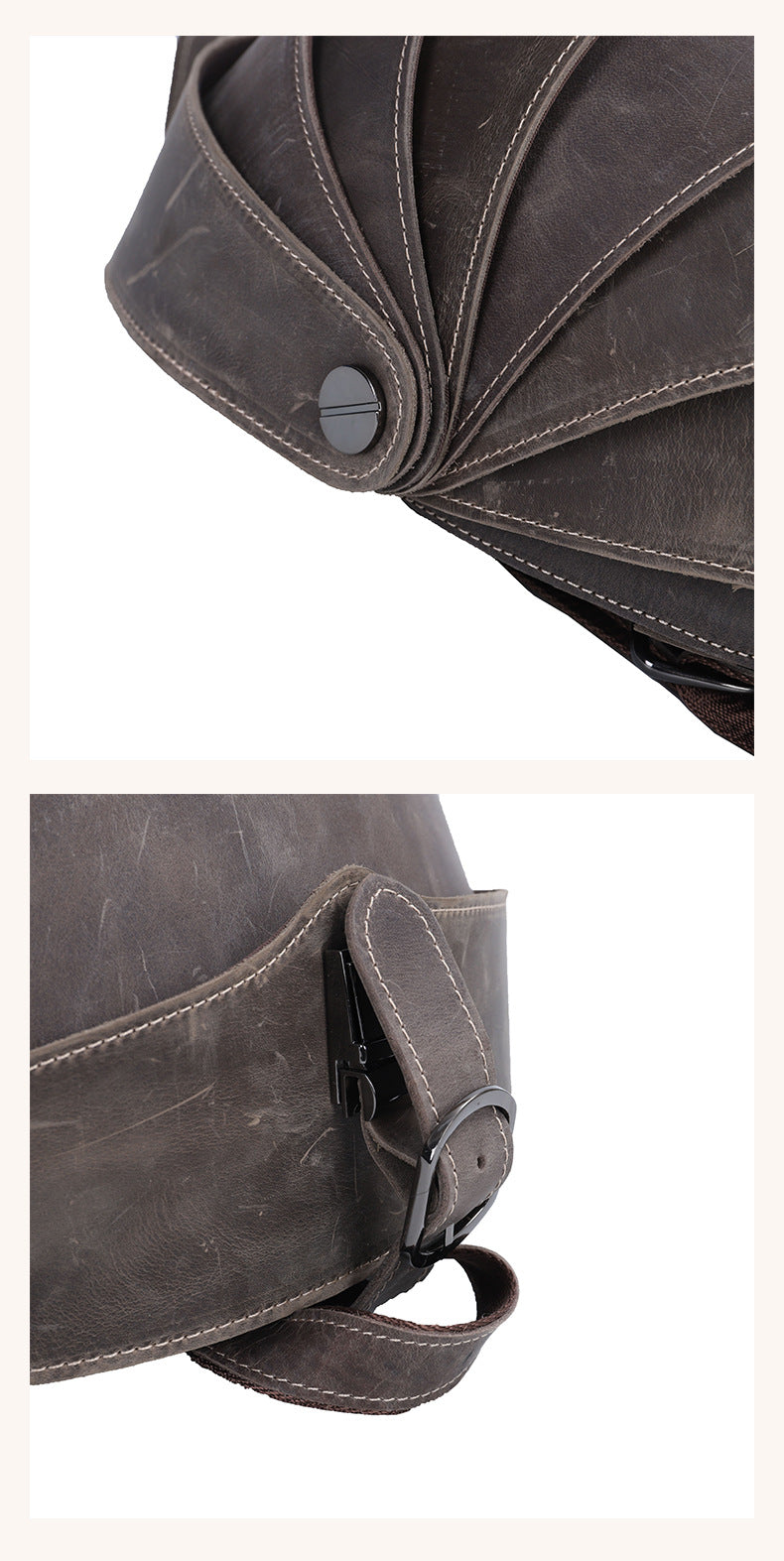 Men's Backpack Cowhide Genuine Leather Crazy Horse Personality Fashion Beatles Casual Men's Travel Bag 