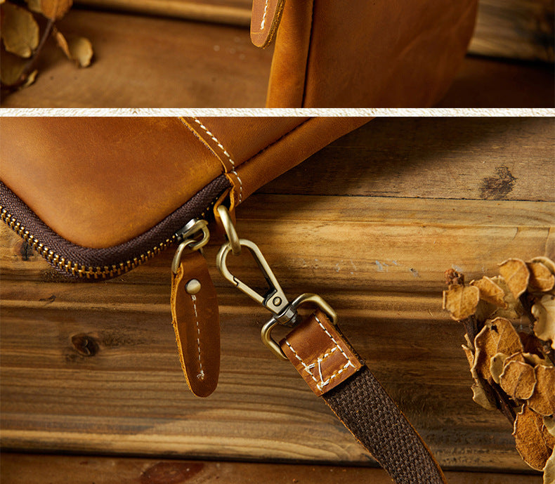 Men's Shoulder Bag Original Crazy Horse Cow Leather Retro Unique Men's Crossbody Bag 
