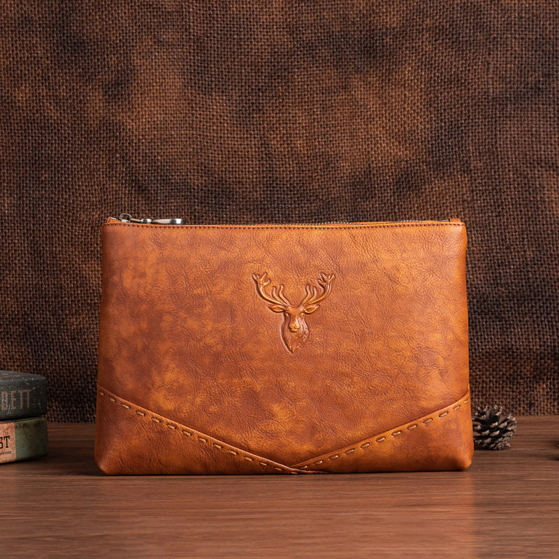 Men's Clutch Bag Genuine Cowhide Leather Casual Men's Handbag 
