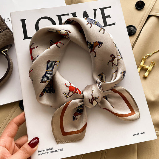 Silk scarf printed pattern neckerchief that goes with anything High quality elegant temperament scarf 