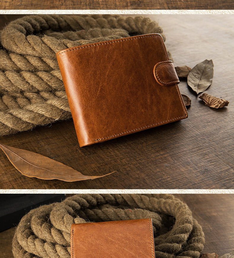 Men's Short Wallet Original Korean Fashion Bifold Soft Leather Multifunctional Driving License Men's Wallet 