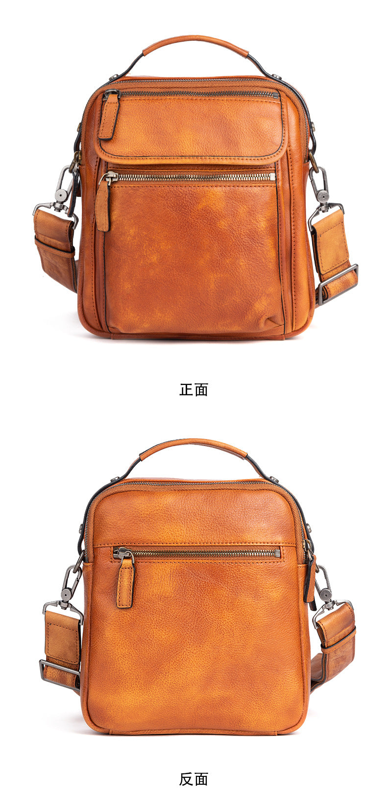 Men's Shoulder Bag Genuine Cowhide Leather Retro Casual Male Crossbody Bag 