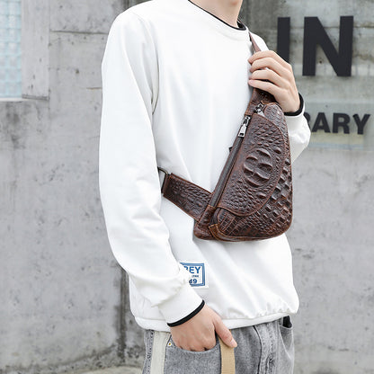 Men's Bust Bag Cowhide Casual Fashion Crossbody Bag Men's Shoulder Bag 