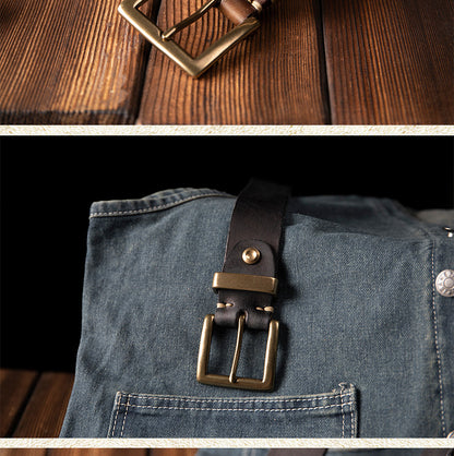 Men's Belt Genuine Cowhide Leather Casual Vintage Copper Needle Buckle Unique Men's Belt 