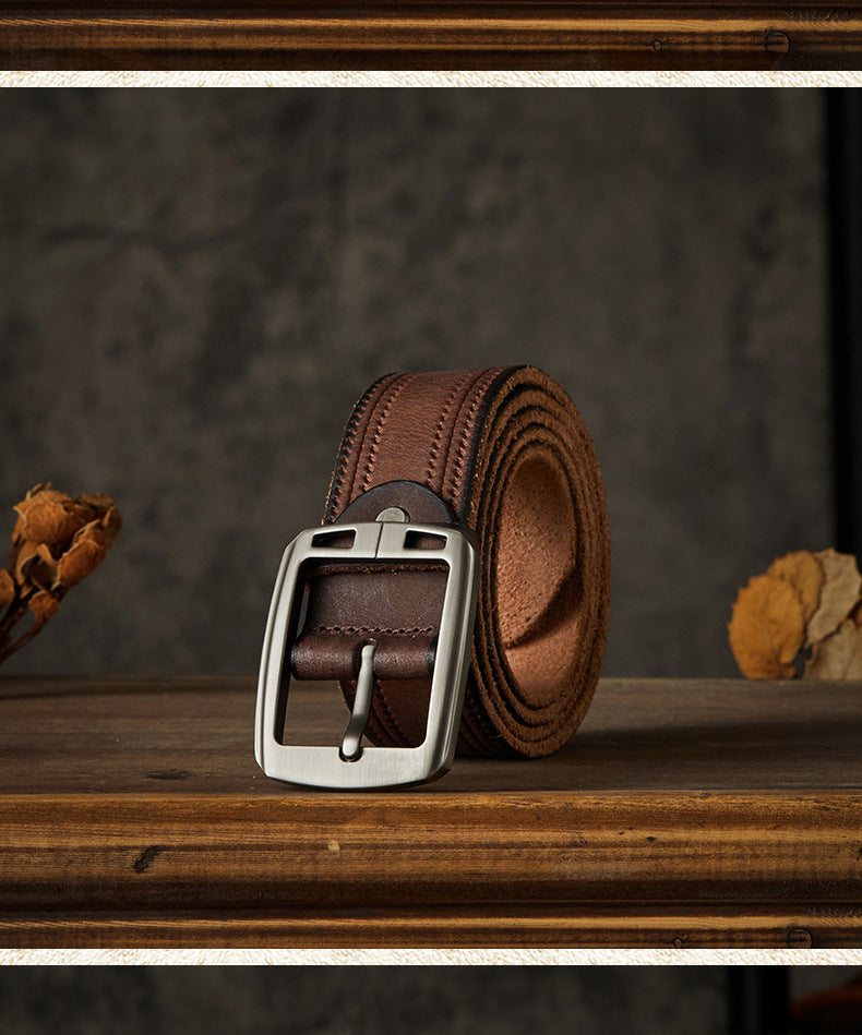 Men's Belt Handmade Fashion Casual Stainless Steel Needle Buckle Men's Belt 