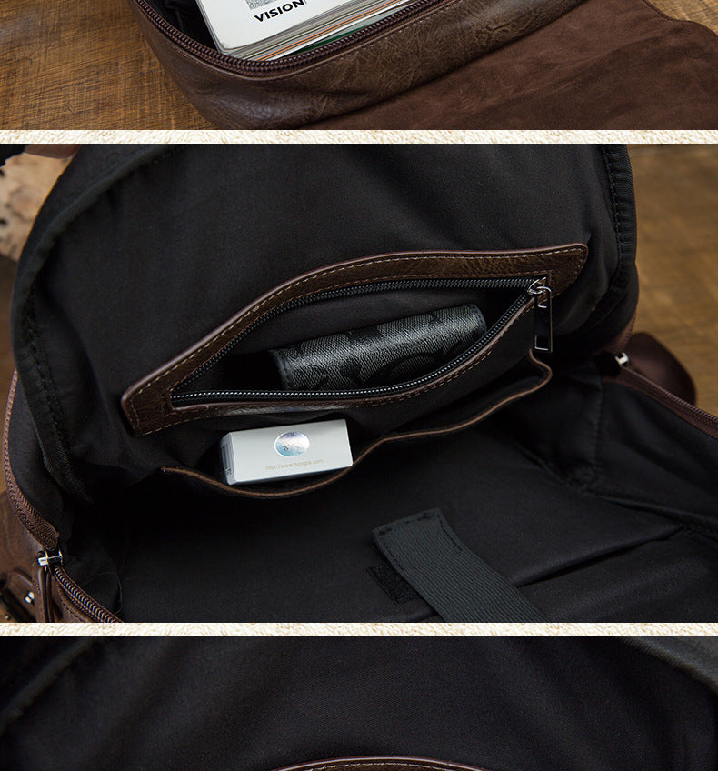 Men's backpack original design handmade cowhide genuine leather Korean fashion casual individuality school style bag for men 
