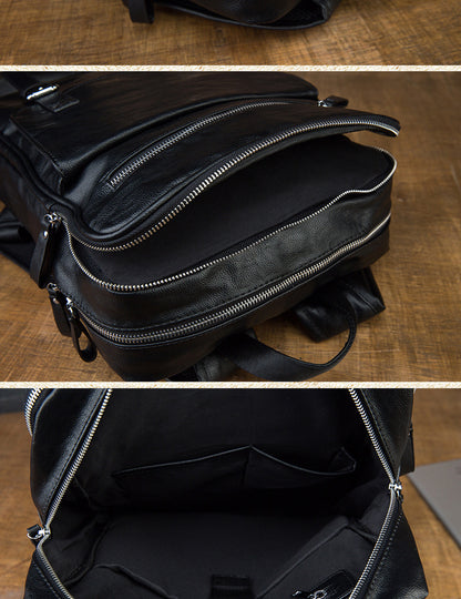 Men's backpack, original handmade cowhide genuine leather, simple casual computer bag, large capacity, travel bag 