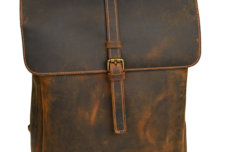 Men's backpack cowhide genuine leather retro casual computer bag for men 