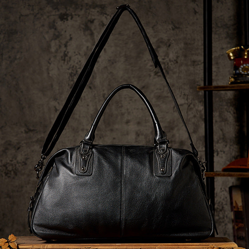 Men's travel bag, handmade genuine cowhide leather, large capacity handbag, business trip, short distance, luggage bag, men's shoulder bag, crossbody bag 