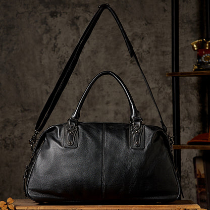 Men's travel bag, handmade genuine cowhide leather, large capacity handbag, business trip, short distance, luggage bag, men's shoulder bag, crossbody bag 