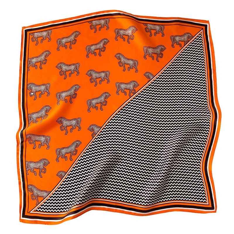 Silk Scarf Houndstooth Print Pattern Small Scarf Women Fashion Sheer Scarf Temperament