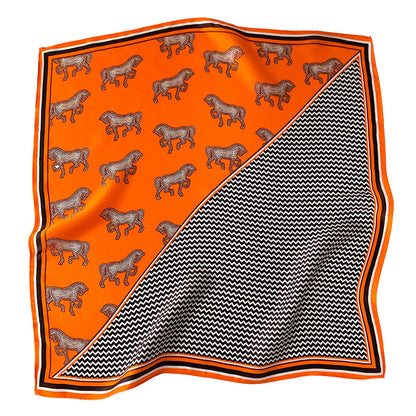 Silk Scarf Houndstooth Print Pattern Small Scarf Women Fashion Sheer Scarf Temperament