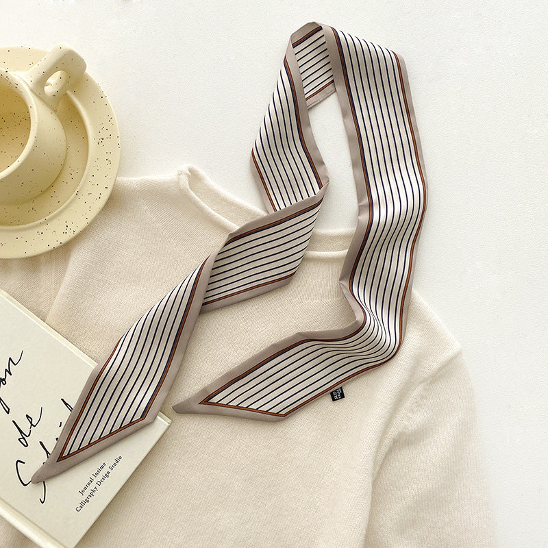 Scarf slim long striped double neckerchief fashion muffler temperament hood