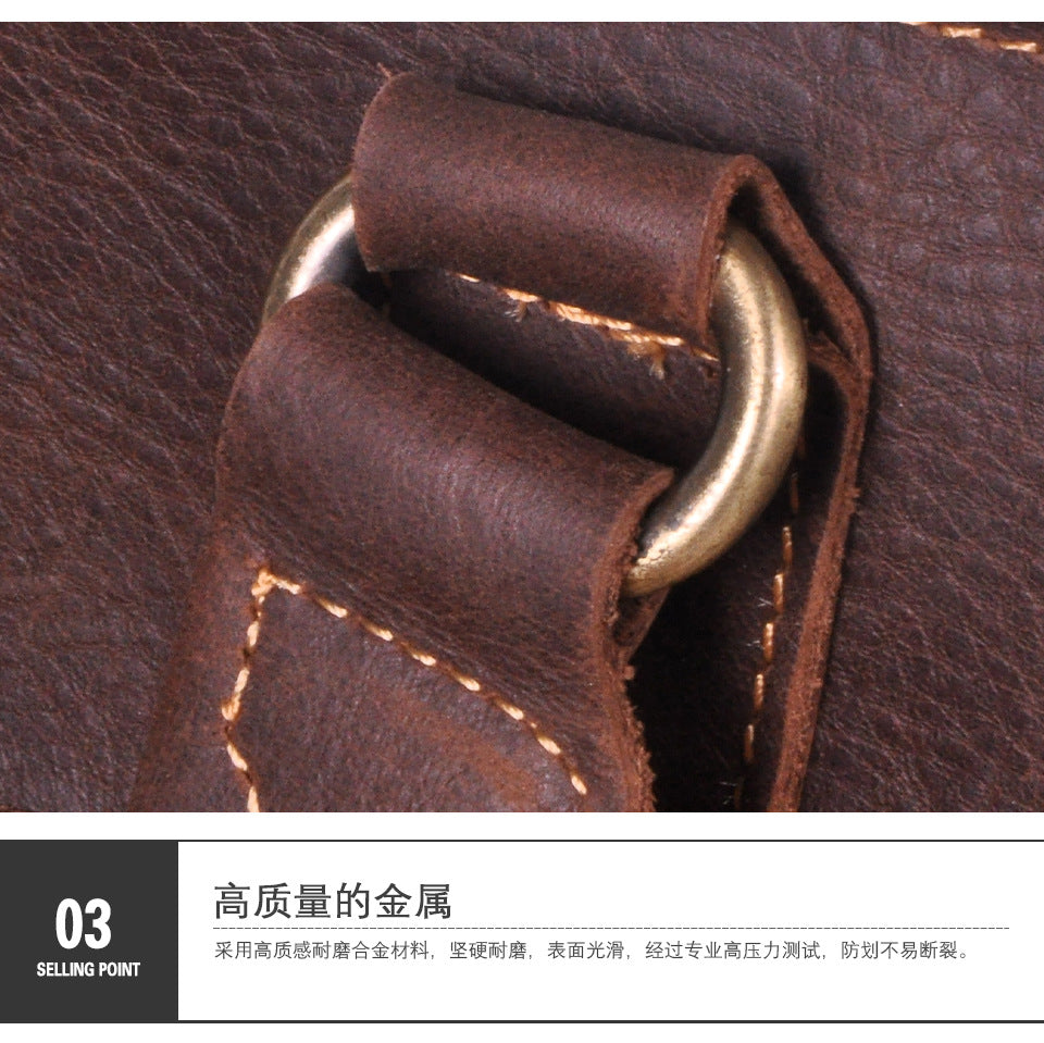 Men's Briefcase Crossbody Bag Cowhide Genuine Leather Retro Men's Shoulder Bag Handbag 