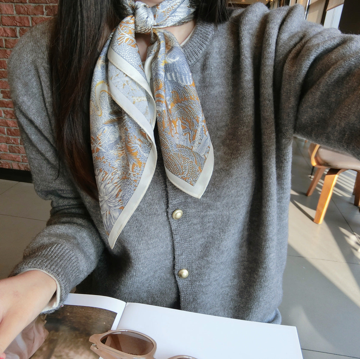 Silk scarf printed pattern fashion elegant temperament high quality scarf pieces