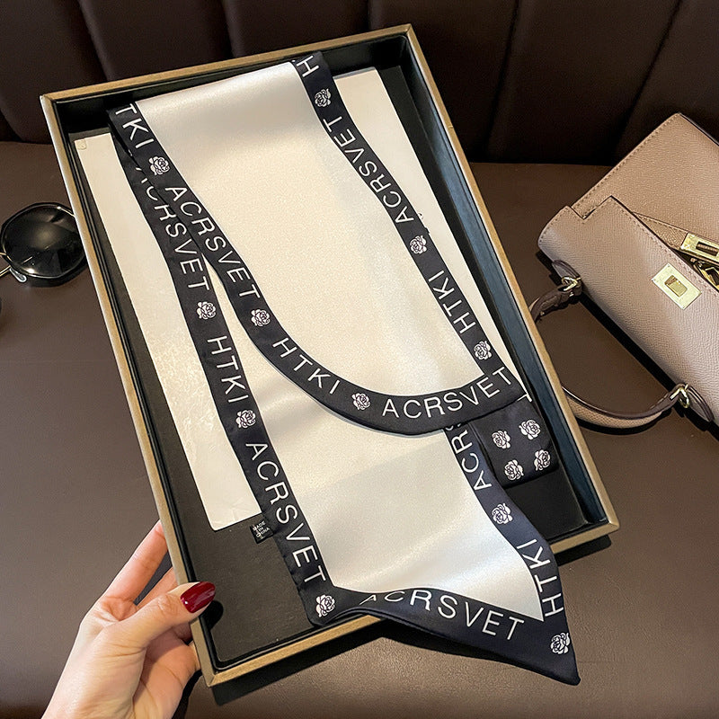 Scarf pattern mother pattern double satin crossover scarf fashion elegant temperament neckerchief that goes with anything